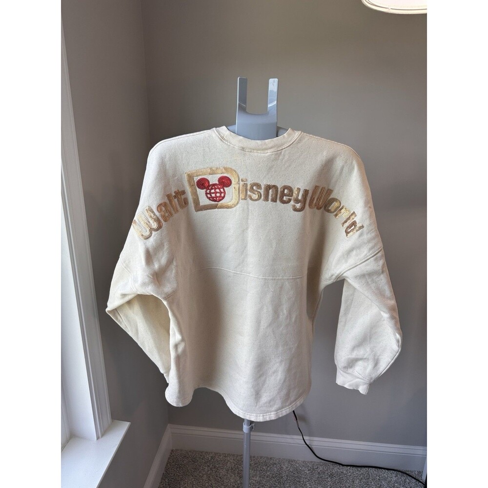 Walt Disney World Christmas Sequin Santa Mickey Spirit Jersey Gold Glitter Large - Picture 4 of 12